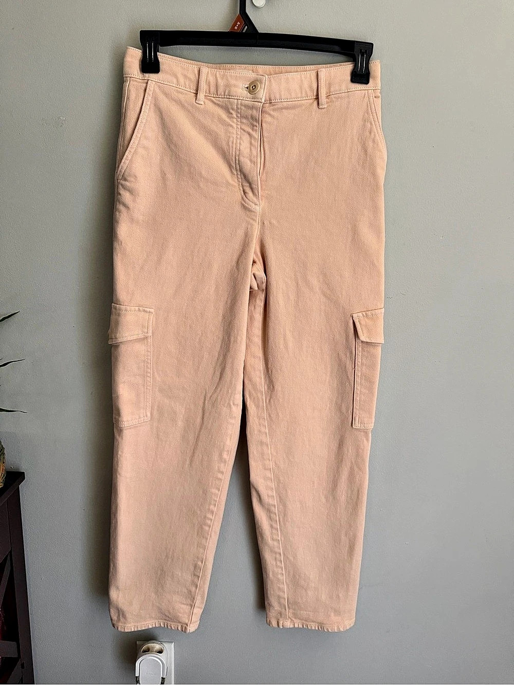 Wilfred Free High Waisted Modern Cargo Pant Light Peach Button Fly Sz 8